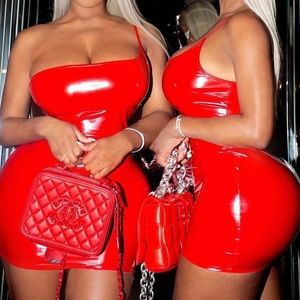 ❤️NWT Red Latex Mini Dress XL